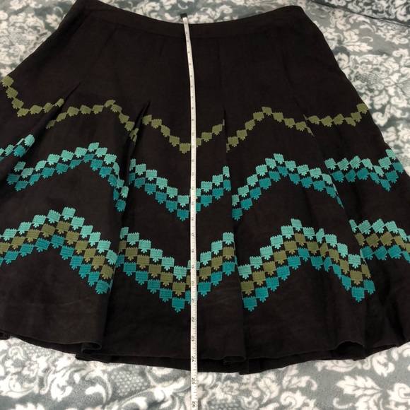 LOFT 100% Linen A-line Skirt with Embroidery - Picture 6 of 9